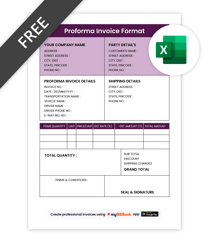 Advanced Proforma Invoice Format in excel