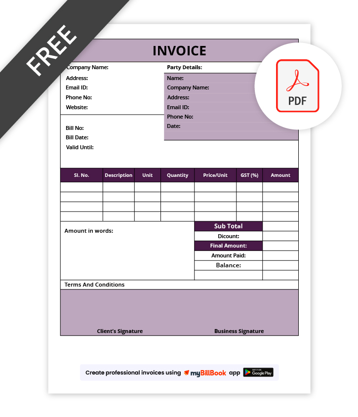 Corporate Invoice Format In PDF