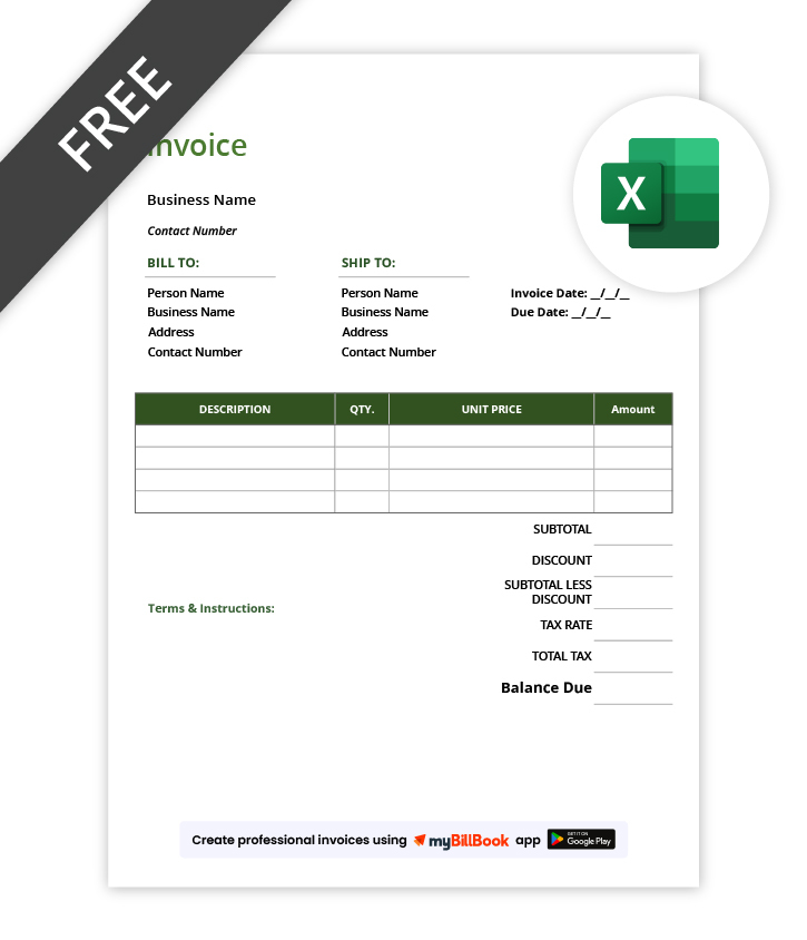 Basic Invoice Format in Excel