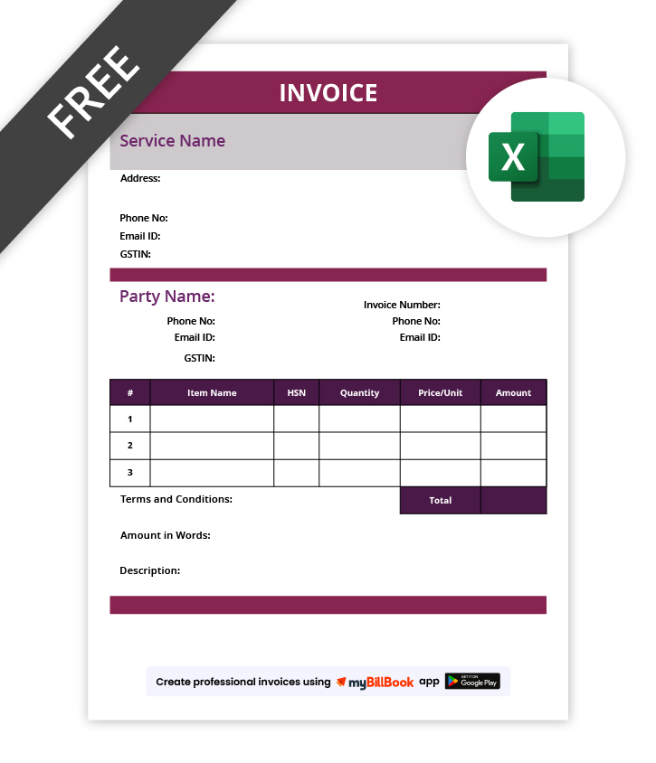 Work Invoice Format In Excel