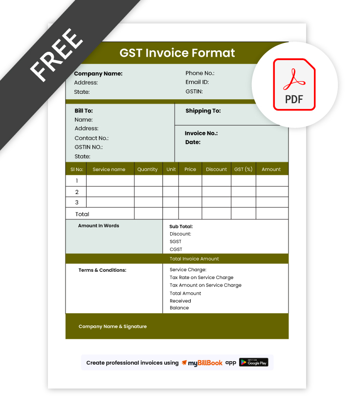 GST Invoice Format In PDF