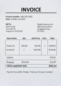 Regular invoice format