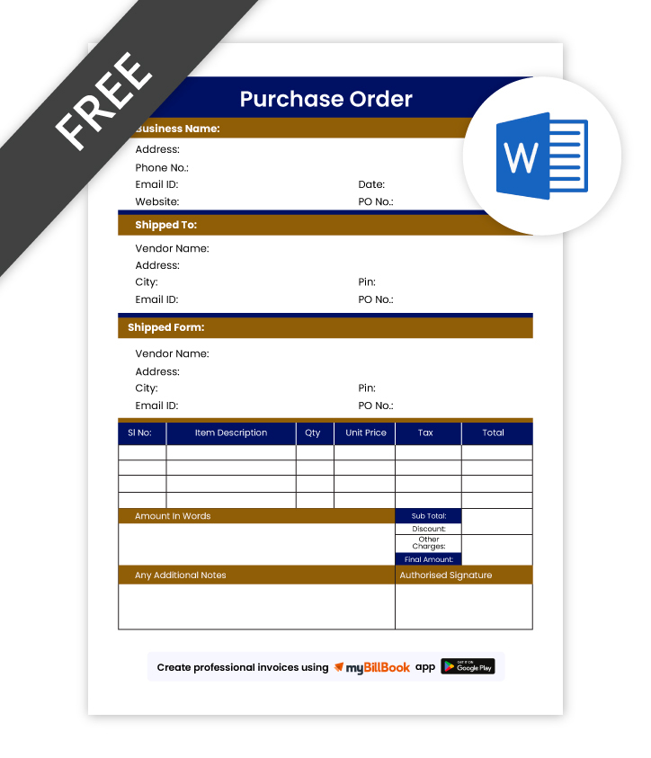Purchase Order Format In Word