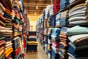 clothing stocks on shelves