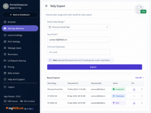 Data Export to Tally