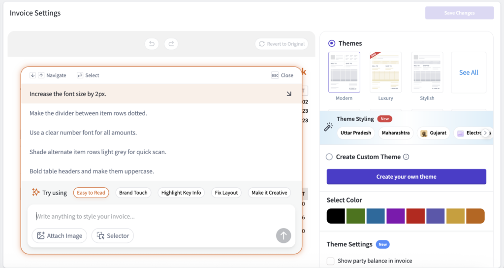 Ai-powered invoice customisation in myBillBook