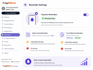 Reminder settings dashboard design overview