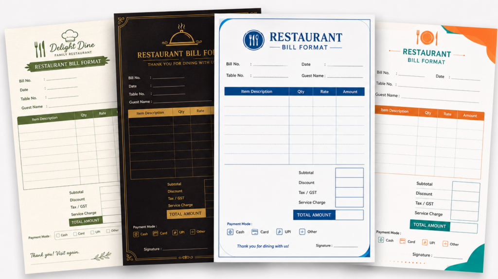 Restaurant Bill Format