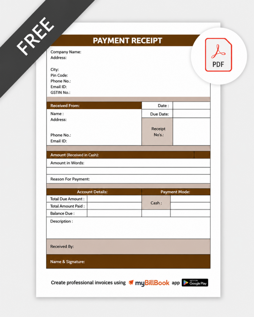 Payment Receipt Foormat In PDF