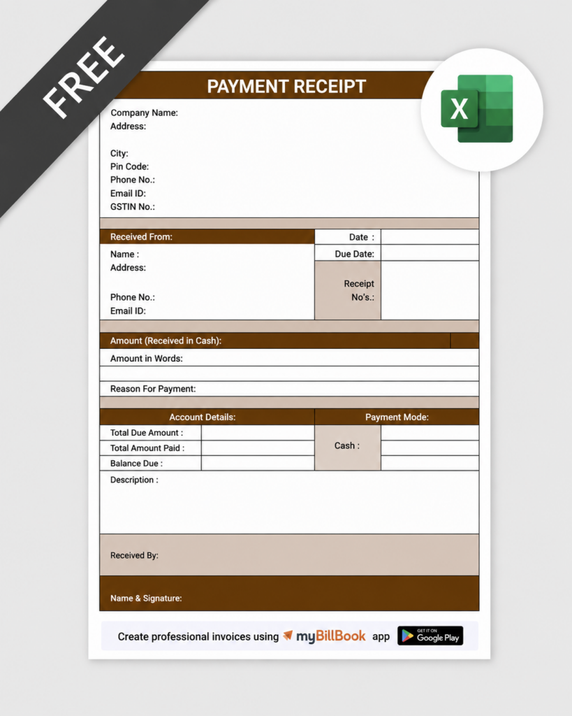 Payment Receipt Format In Excel