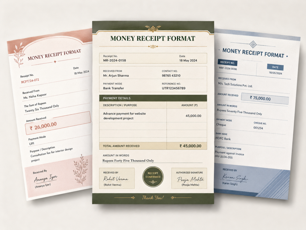What is Money Receipt Format