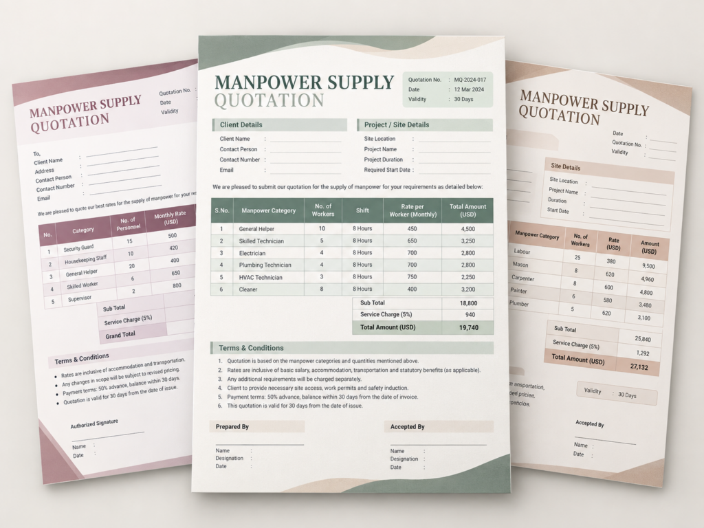 Download Manpower Supply Quotation Format