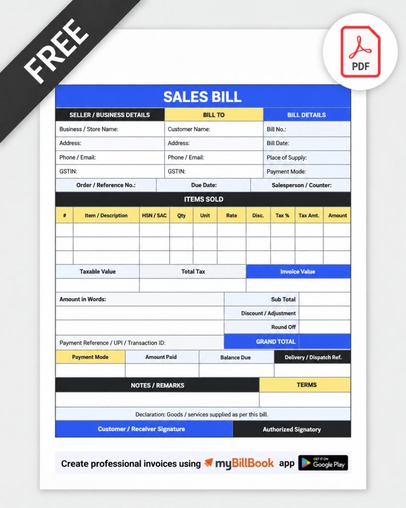 Sales Bill Format PDF