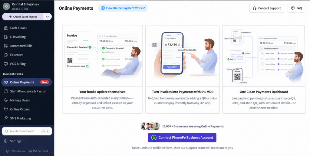 Online Payments Feature myBillBook Dashboard