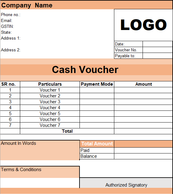 cash voucher format sample