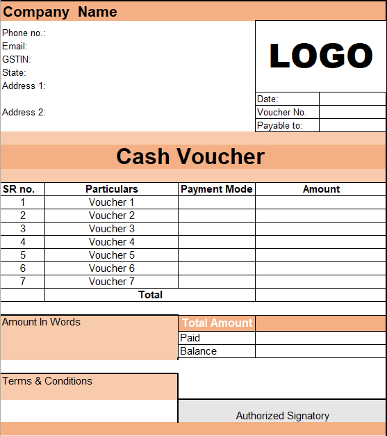 Cash Voucher Cash Voucher Format in Excel & Word for Free myBillBook