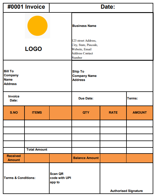 Sales Bill Format in Word, Excel & PDF | Sample Sale Bill Format