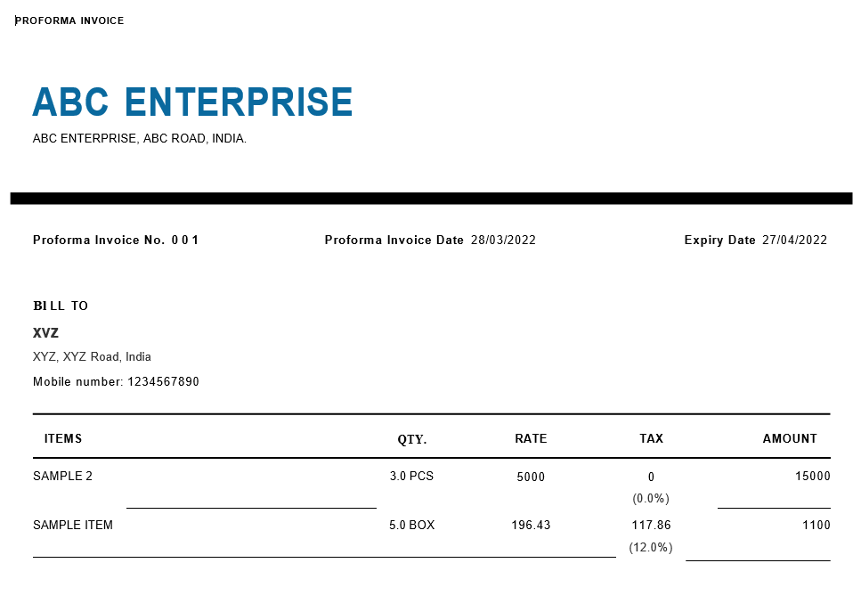 Proforma Invoice Format India Wfacca With Regard To Proforma Invoice