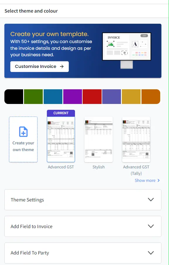 mybillbook custom invoice feature