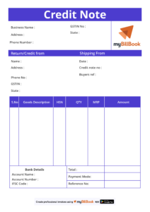 Credit Note Format in Excel, Word, PDF | Free Download