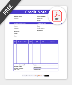 Credit Note Format in Excel, Word, PDF | Free Download