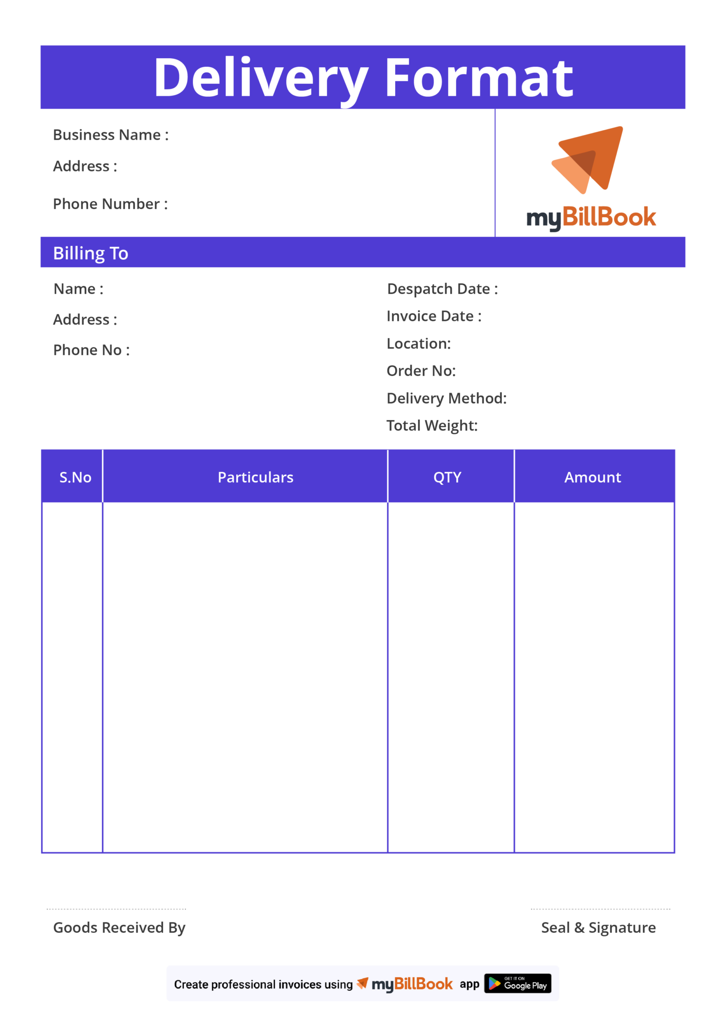 Delivery Challan Format In Excel Word And Pdf Free Download