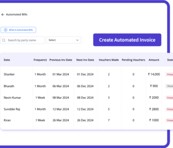 myBillBook automated invoice screen for recurring monthly billing