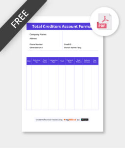 Total Creditors Account Format in pdf