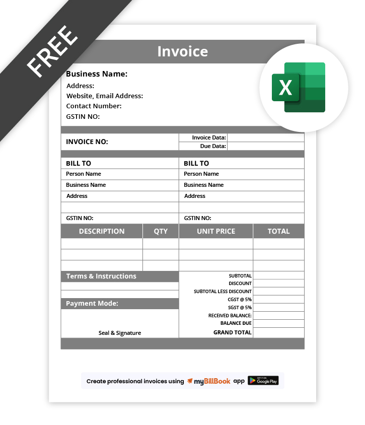 Invoice Format in Excel | Editable GST Invoice Templates
