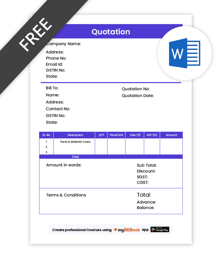 tiles quotation format in word