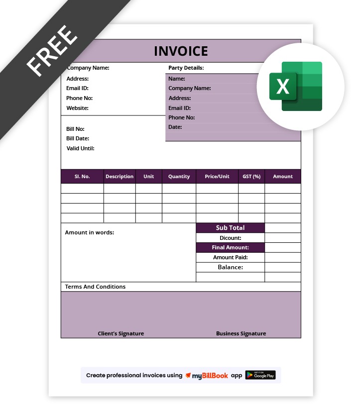 Pattern Excel File For Invoice Invoice Format in Excel - Free Download