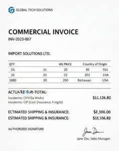 a simple commercial invoice format