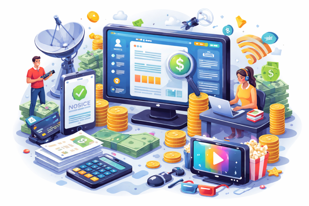 Illustration of cable TV billing software for subscriber invoicing and collections