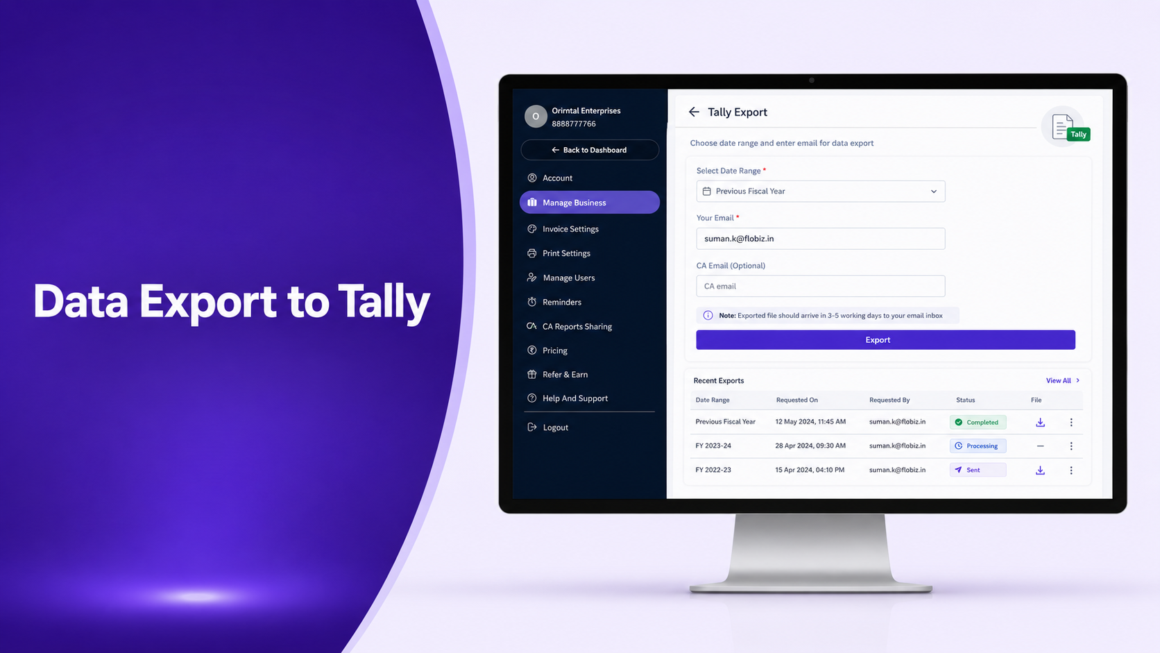 Data Export to Tally | Export Business Data