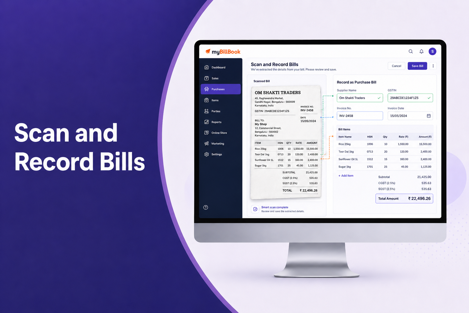 Scan Bill Scan and Record Bills | Upload Purchase Bills