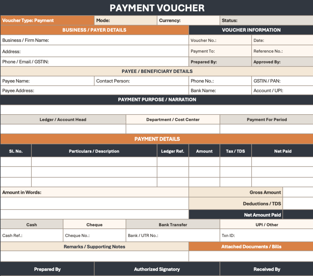 Sample Payment Voucher Format