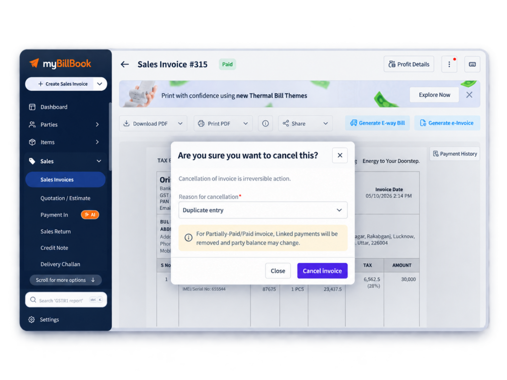 Invoice Cancellation Dashboard