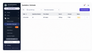 Quotation Estimate myBillBook Dashboard