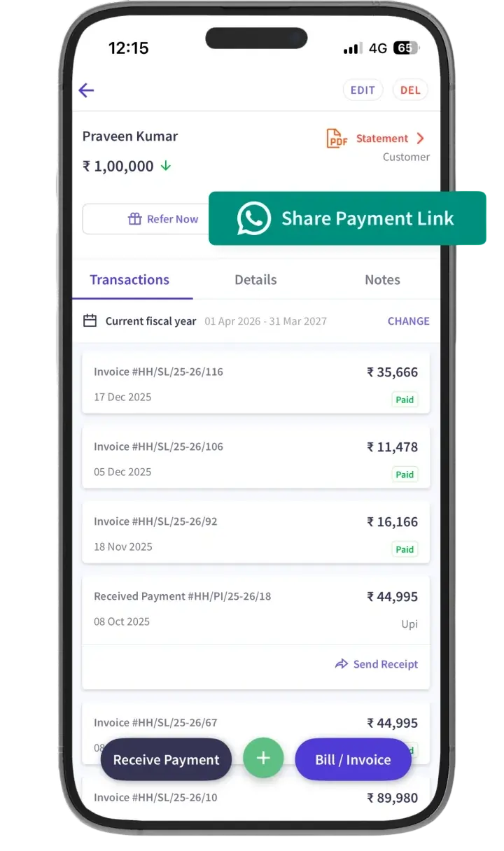 Payment collection and outstanding dues tracking in myBillBook