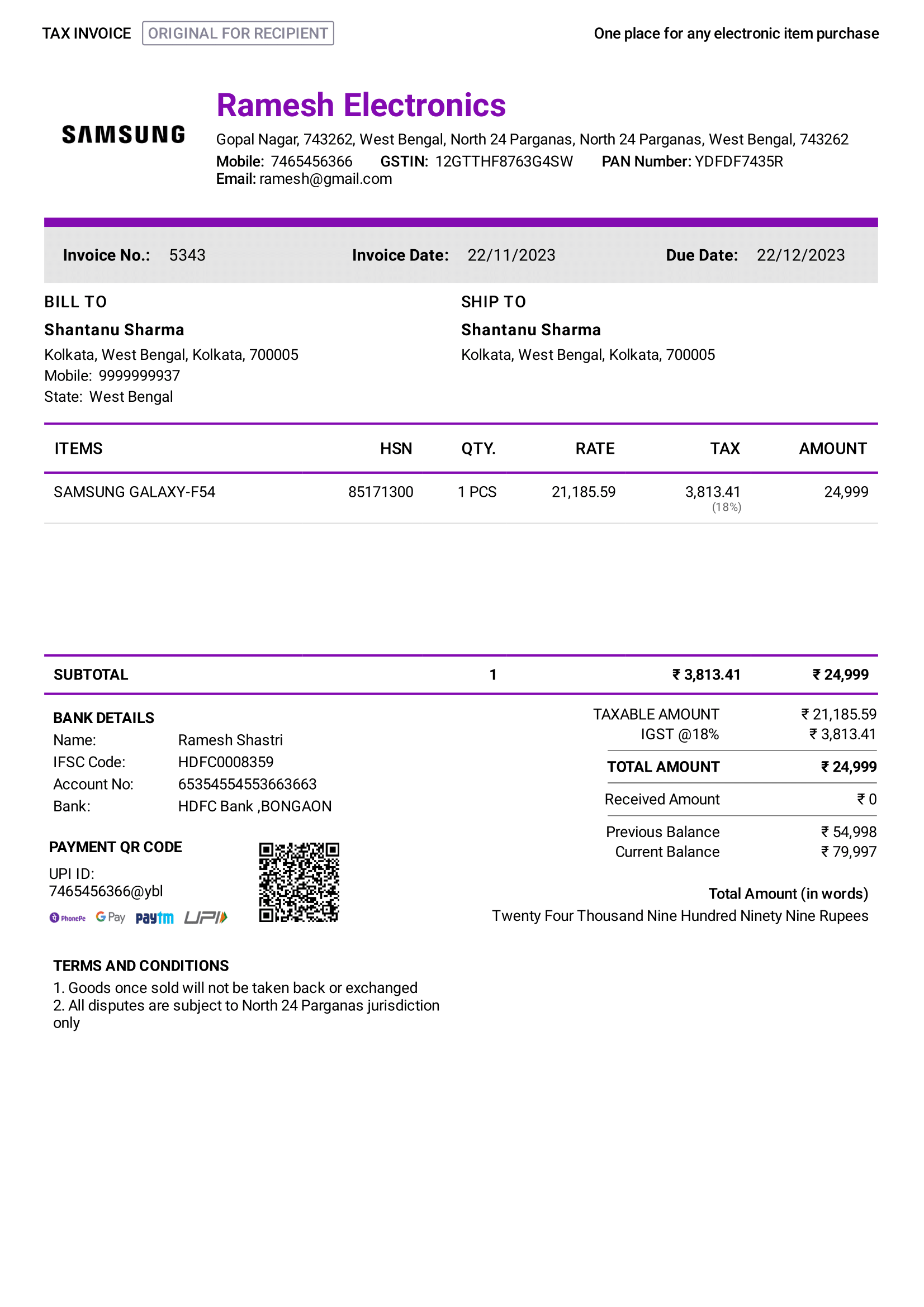 Invoice Template Stylish