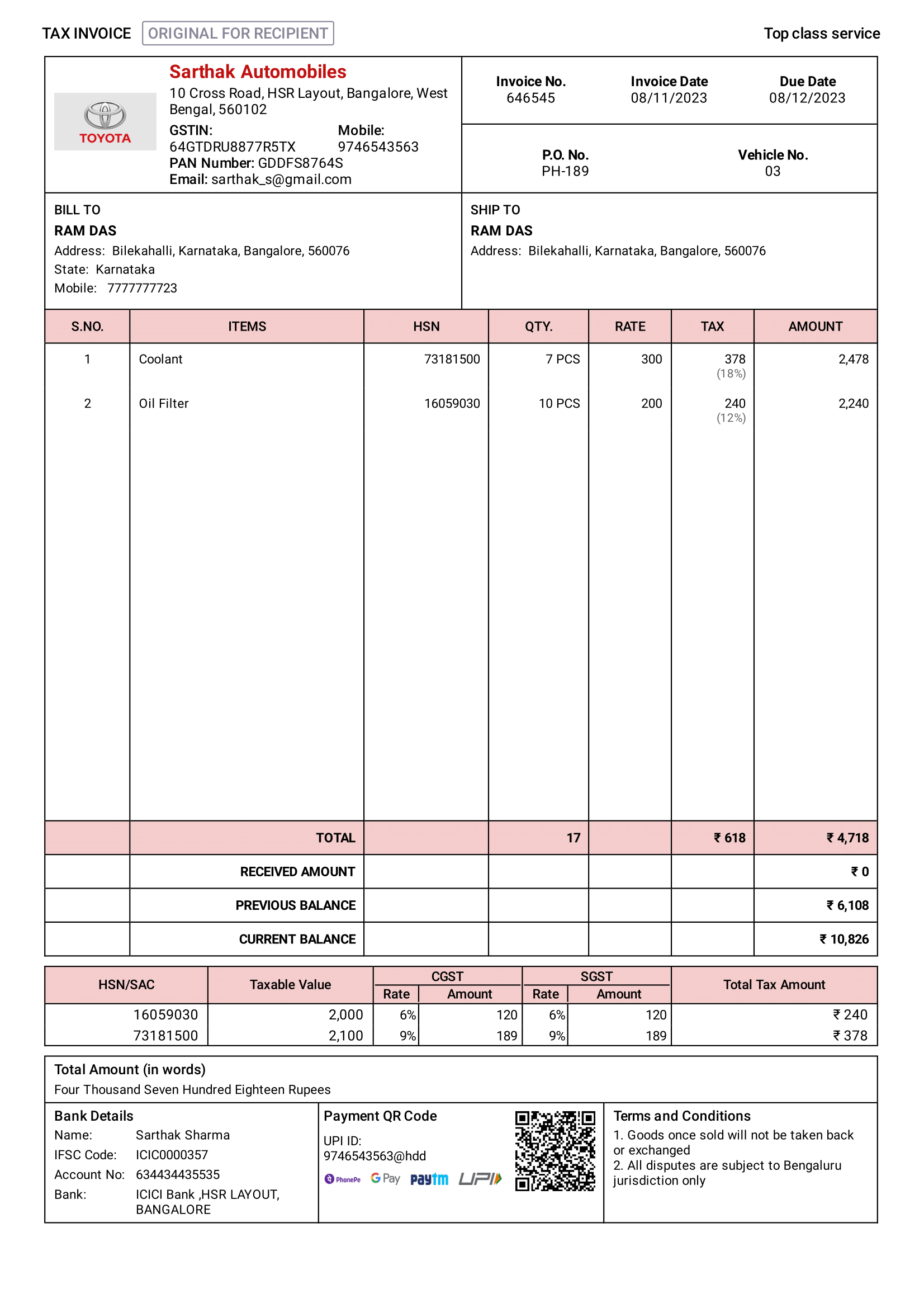 GST Invoice Format Advanced